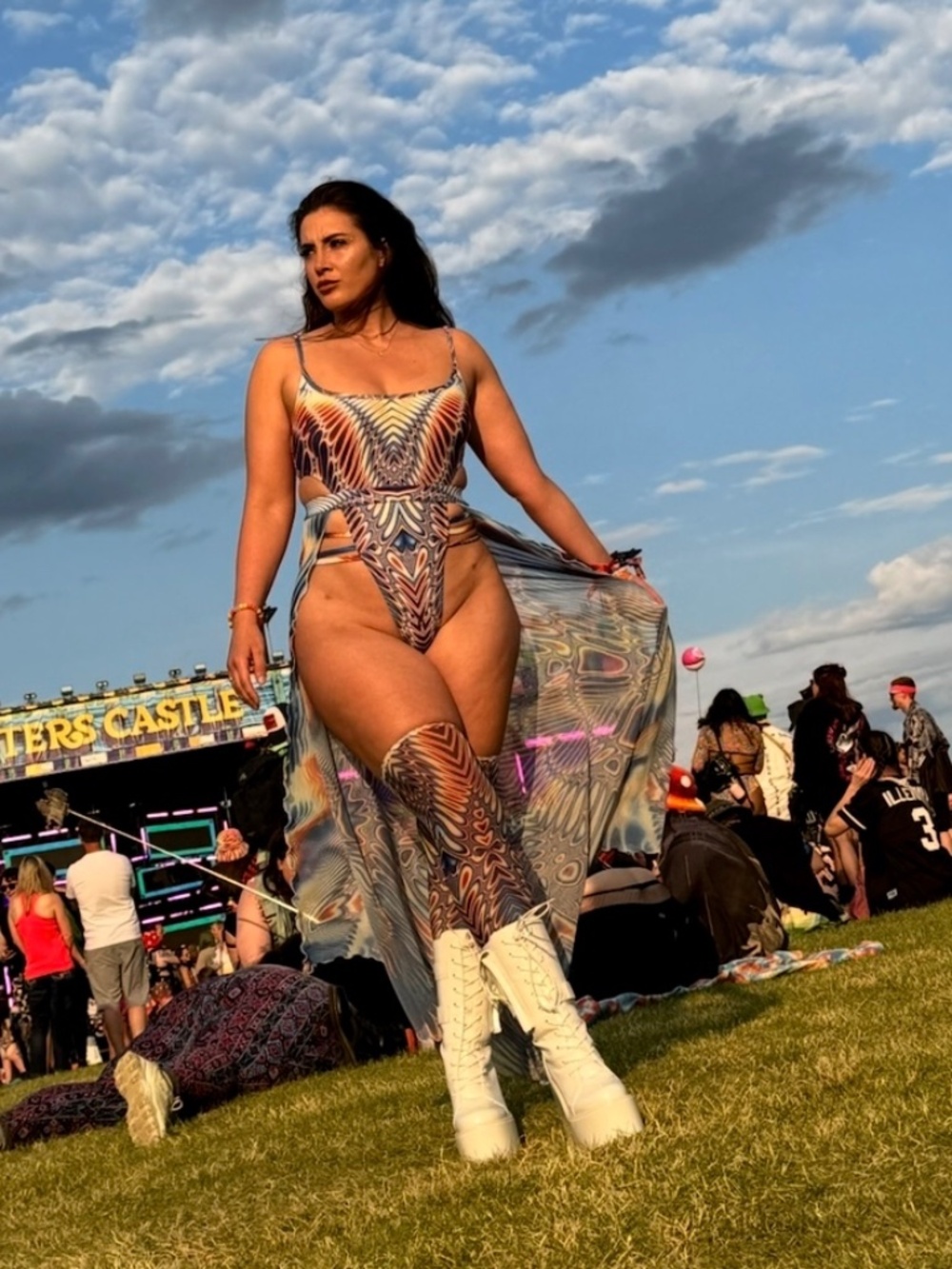 YRU Dune Desert White Patent boots.